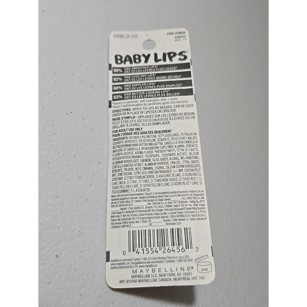 Maybelline Baby Lips Moisturizing Lip Balm Shade‎ 25 Pink Punch